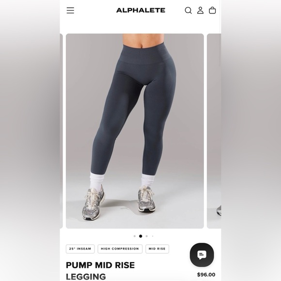 Alphalete Pants - ALPHALETE - PUMP MID RISE LEGGING - Dark Grey 25” - NEVER WORN